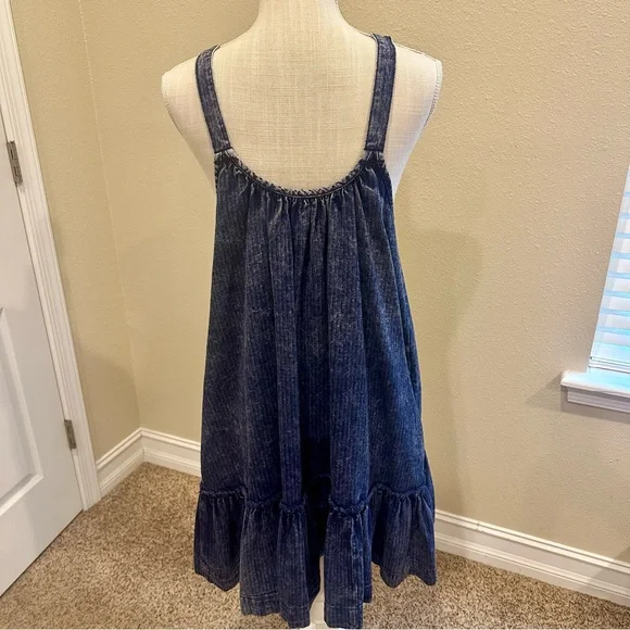 Free People Convertible Denim Mini Dress Size Medium - Picture 7 of 10